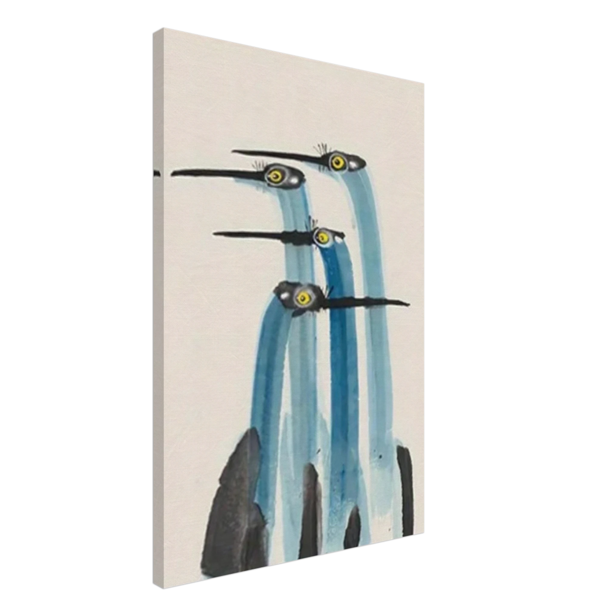 Whimsical Flight – Abstract Watercolor Herons | Wall art Print - Canvas - 50x75 cm / 20x30″ - 