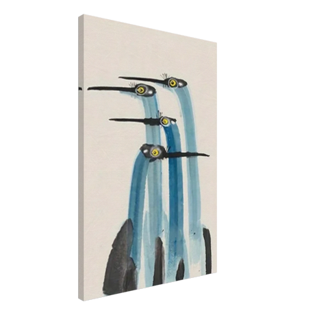 Whimsical Flight – Abstract Watercolor Herons | Wall art Print - Canvas - 50x75 cm / 20x30″ - 