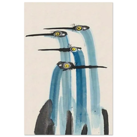 Whimsical Flight – Abstract Watercolor Herons | Wall art Print - Fine Art Poster - 40x60 cm / 16x24″ - 