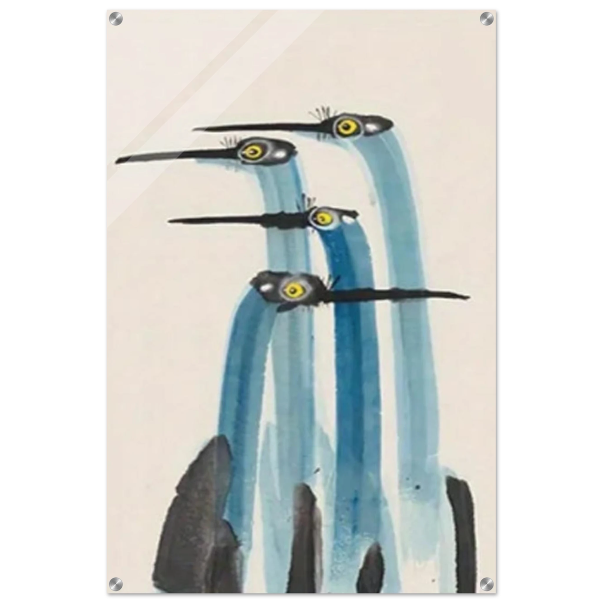 Whimsical Flight – Abstract Watercolor Herons | Wall art Print - Acrylic Print - 60x90 cm / 24x36″ - 