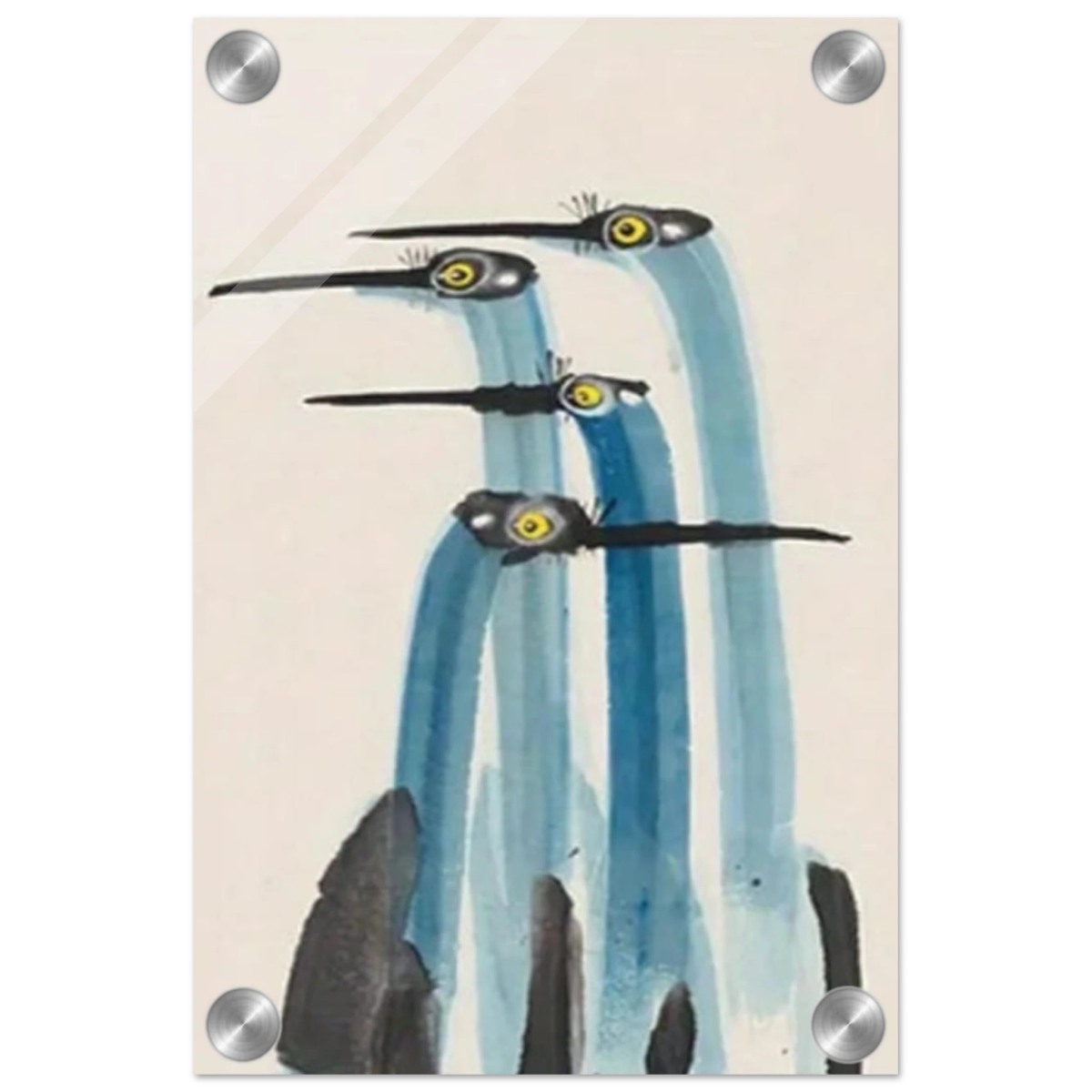 Whimsical Flight – Abstract Watercolor Herons | Wall art Print - Acrylic Print - 20x30 cm / 8x12″ - 