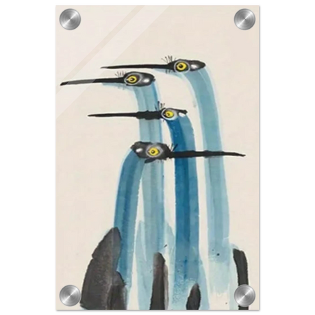 Whimsical Flight – Abstract Watercolor Herons | Wall art Print - Acrylic Print - 20x30 cm / 8x12″ - 