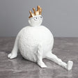 Whimsical King Figurine Sculpture – Modern Abstract Resin Statue with Crown & Glasses for Creative Home Décor - White - 