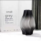 Whirlwind Glass Vase – Modern Minimalist Decorative Vase in Green, Grey, White & Pink - Gray Small Size - 