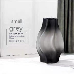 Whirlwind Glass Vase – Modern Minimalist Decorative Vase in Green, Grey, White & Pink - Gray Small Size - 