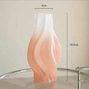 Whirlwind Glass Vase – Modern Minimalist Decorative Vase in Green, Grey, White & Pink - Pink Large Sized - 