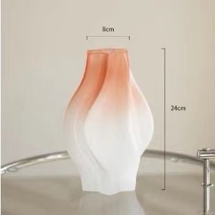 Whirlwind Glass Vase – Modern Minimalist Decorative Vase in Green, Grey, White & Pink - Small Pink - 
