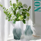 Whirlwind Glass Vase – Modern Minimalist Decorative Vase in Green, Grey, White & Pink - Gray Large Sized - 