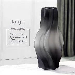 Whirlwind Glass Vase – Modern Minimalist Decorative Vase in Green, Grey, White & Pink - Gray Large Sized - 