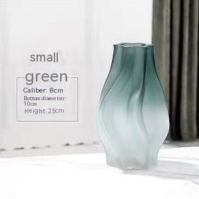 Whirlwind Glass Vase – Modern Minimalist Decorative Vase in Green, Grey, White & Pink - Green Small - 