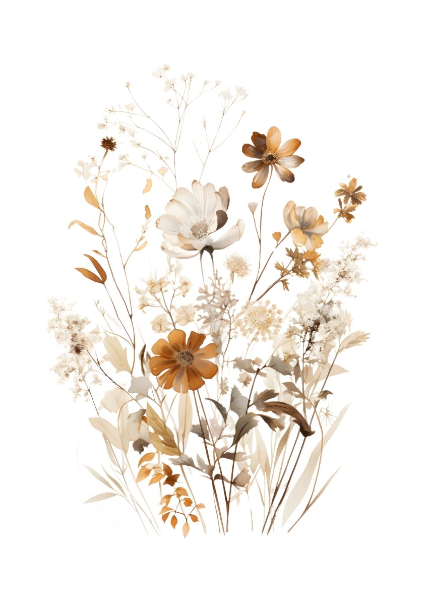 "Whispers in Bloom"|V02| – Soft Botanical Harmony | Wall Art Print | 6 Design Options - 20x30 cm / 8x12" - Design Option 1 - Canvas