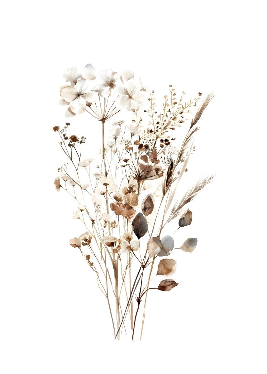 "Whispers in Bloom"|V02| – Soft Botanical Harmony | Wall Art Print | 6 Design Options - 20x30 cm / 8x12" - Design Option 5 - Canvas