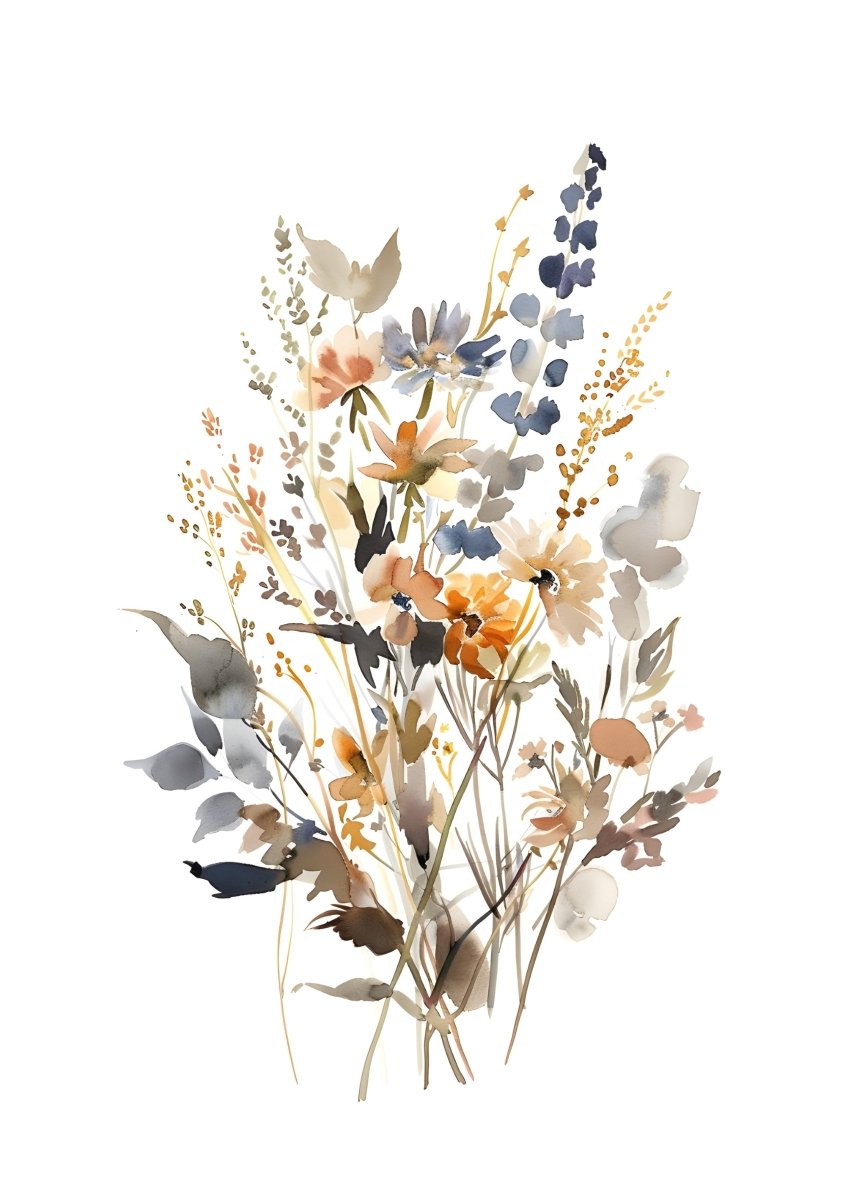 "Whispers in Bloom"|V02| – Soft Botanical Harmony | Wall Art Print | 6 Design Options - 20x30 cm / 8x12" - Design Option 2 - Canvas