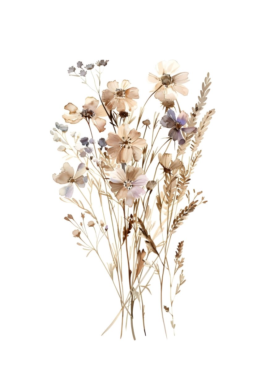 "Whispers in Bloom"|V02| – Soft Botanical Harmony | Wall Art Print | 6 Design Options - 20x30 cm / 8x12" - Design Option 6 - Canvas