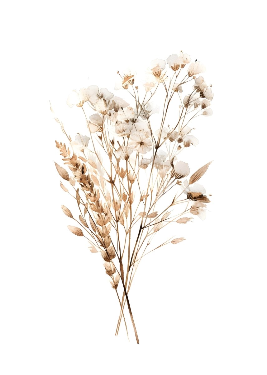 "Whispers in Bloom"|V03| – Soft Botanical Harmony | Wall Art Print | 6 Design Options - 20x30 cm / 8x12" - Design Option 2 - Canvas