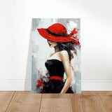 Whispers of Chic: The Lady with the Red Hat | Modern Figurative Art Wall art print - Aluminum Print - 60x90 cm / 24x36″ - 