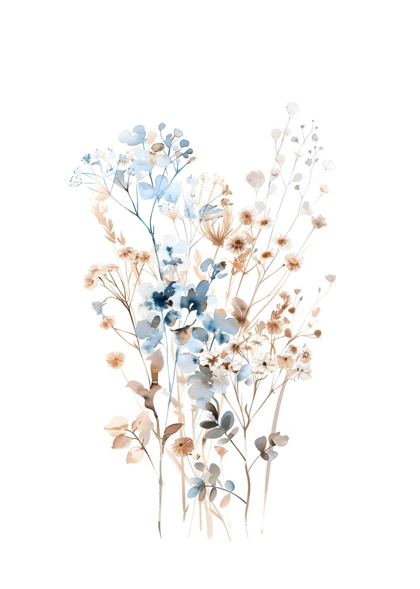 "Whispers of Petals" V02– Elegant Botanical Minimalism | Wall Art Print | 4 Design Options - 20x30 cm / 8x12" - Design Option 1 - Canvas