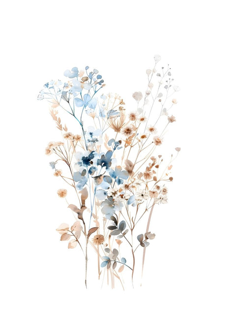 "Whispers of Petals" V02– Elegant Botanical Minimalism | Wall Art Print | 4 Design Options - 20x30 cm / 8x12" - Design Option 1 - Canvas