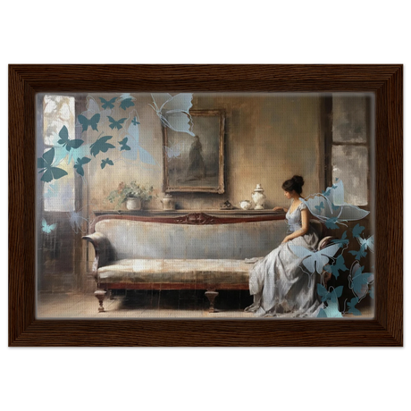 "Whispers of Solitude" – Romantic Realism with a Surreal Twist - Framed Canvas - 20x30 cm / 8x12″ - Dark wood frame