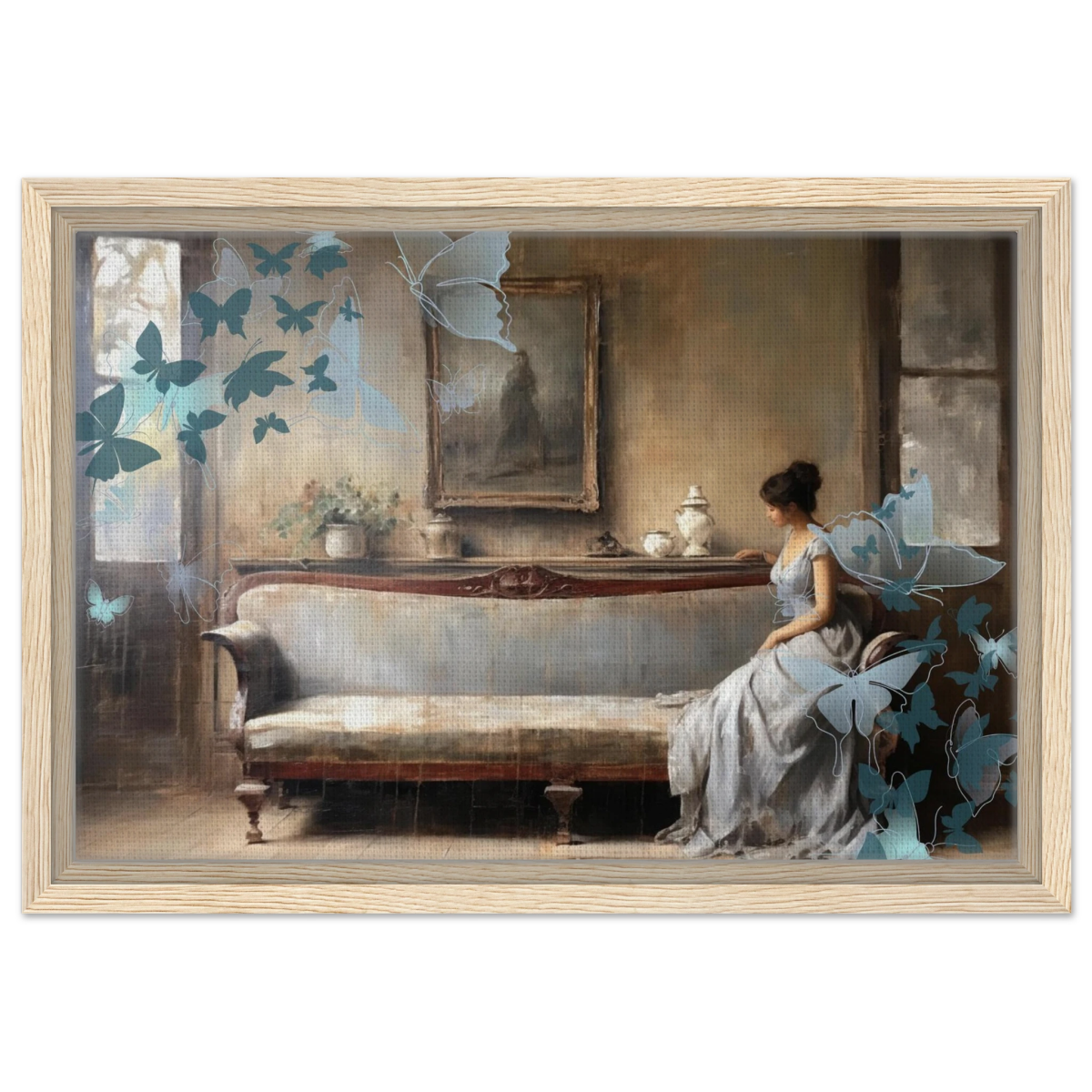 "Whispers of Solitude" – Romantic Realism with a Surreal Twist - Framed Canvas - 30x45 cm / 12x18″ - Wood frame