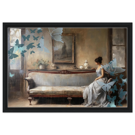 "Whispers of Solitude" – Romantic Realism with a Surreal Twist - Framed Canvas - 40x60 cm / 16x24″ - Black frame