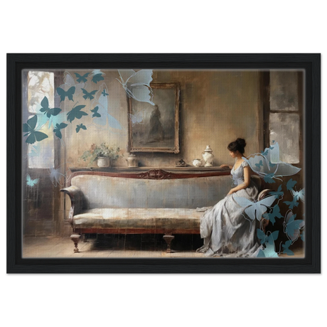 "Whispers of Solitude" – Romantic Realism with a Surreal Twist - Framed Canvas - 30x45 cm / 12x18″ - Black frame