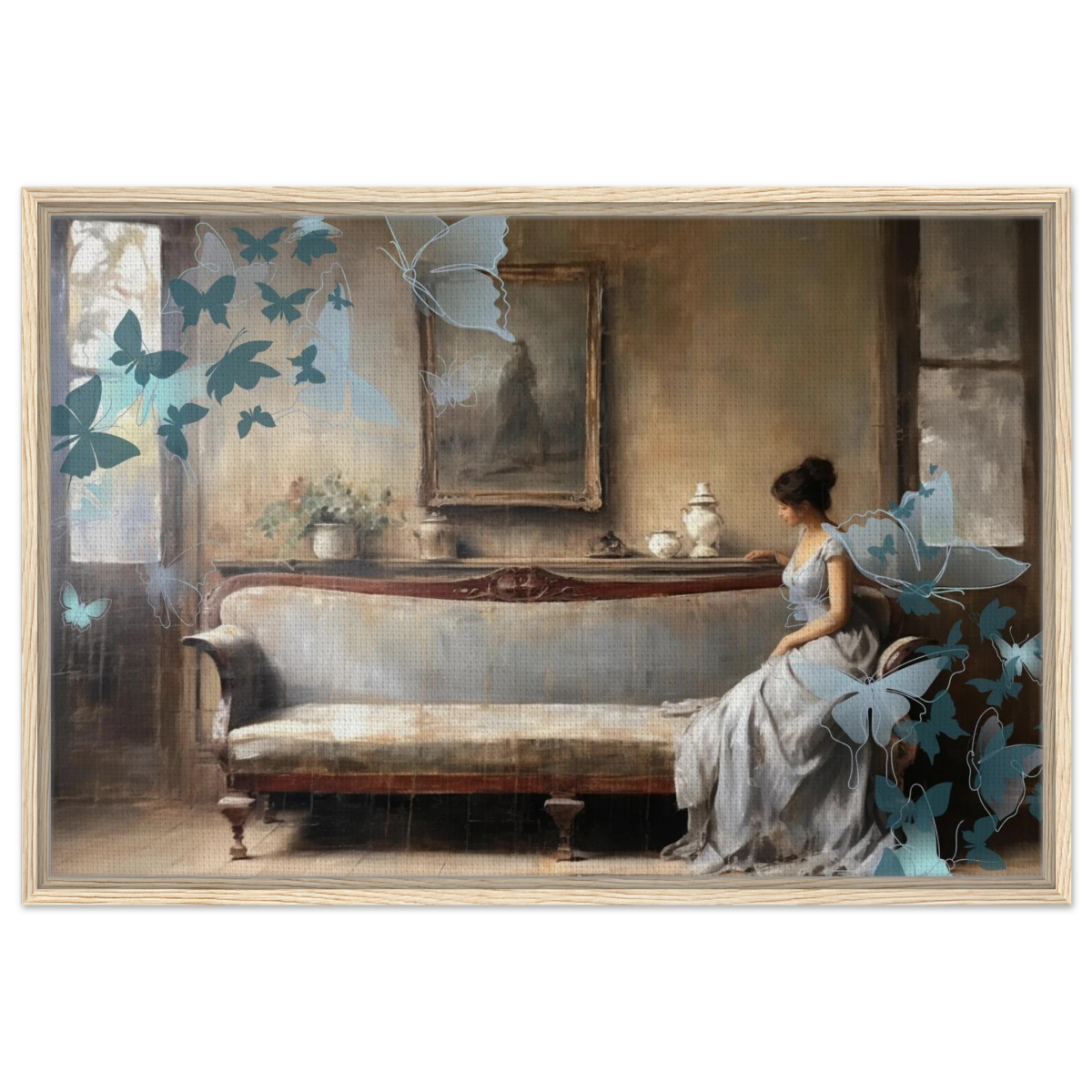 "Whispers of Solitude" – Romantic Realism with a Surreal Twist - Framed Canvas - 60x90 cm / 24x36″ - Wood frame