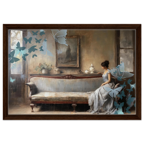 "Whispers of Solitude" – Romantic Realism with a Surreal Twist - Framed Canvas - 40x60 cm / 16x24″ - Dark wood frame