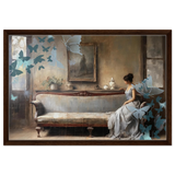 "Whispers of Solitude" – Romantic Realism with a Surreal Twist - Framed Canvas - 50x75 cm / 20x30″ - Dark wood frame