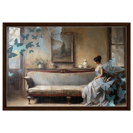 "Whispers of Solitude" – Romantic Realism with a Surreal Twist - Framed Canvas - 50x75 cm / 20x30″ - Dark wood frame