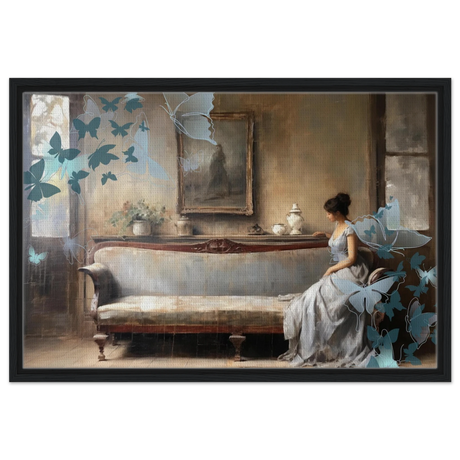 "Whispers of Solitude" – Romantic Realism with a Surreal Twist - Framed Canvas - 50x75 cm / 20x30″ - Black frame