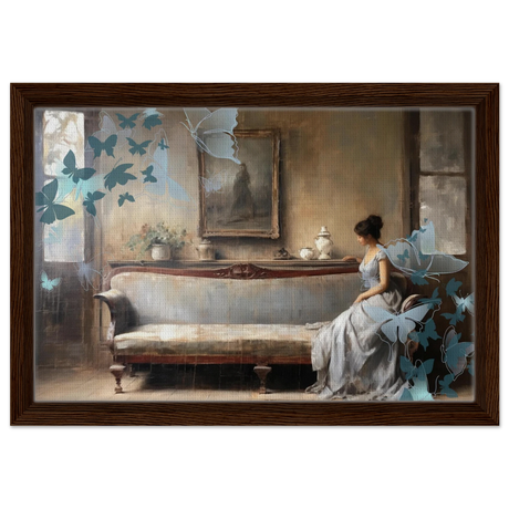 "Whispers of Solitude" – Romantic Realism with a Surreal Twist - Framed Canvas - 30x45 cm / 12x18″ - Dark wood frame