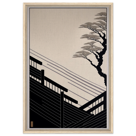 Whispers of Stillness | Japanese - inspired minimalist Wall art Print - Framed Canvas - 50x75 cm / 20x30″ - Wood frame
