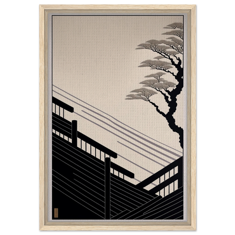 Whispers of Stillness | Japanese - inspired minimalist Wall art Print - Framed Canvas - 40x60 cm / 16x24″ - Wood frame