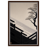 Whispers of Stillness | Japanese - inspired minimalist Wall art Print - Framed Canvas - 60x90 cm / 24x36″ - Dark wood frame