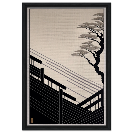 Whispers of Stillness | Japanese - inspired minimalist Wall art Print - Framed Canvas - 40x60 cm / 16x24″ - Black frame