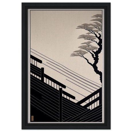 Whispers of Stillness | Japanese - inspired minimalist Wall art Print - Framed Canvas - 30x45 cm / 12x18″ - Black frame