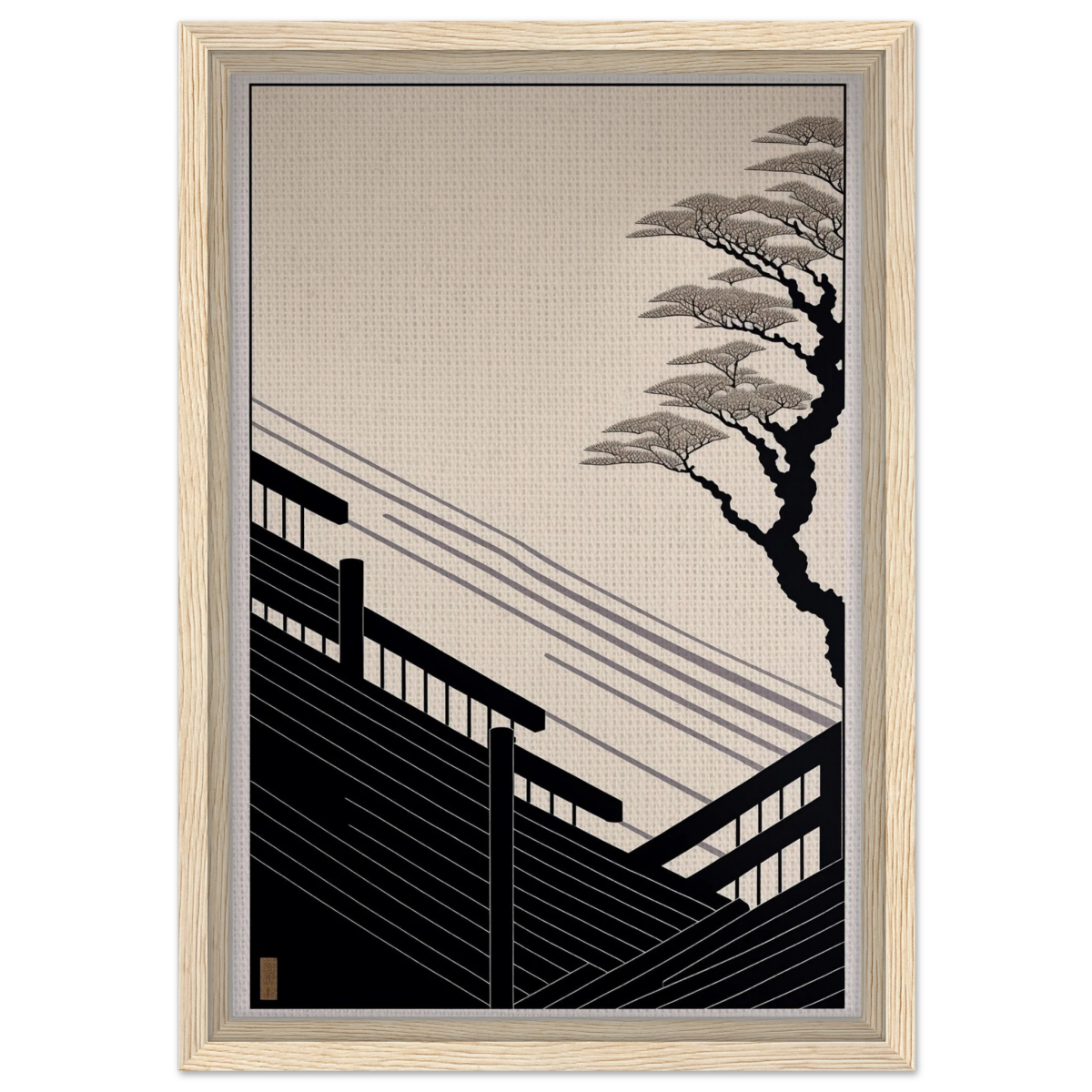 Whispers of Stillness | Japanese - inspired minimalist Wall art Print - Framed Canvas - 30x45 cm / 12x18″ - Wood frame