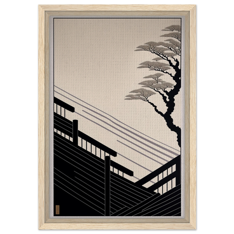 Whispers of Stillness | Japanese - inspired minimalist Wall art Print - Framed Canvas - 30x45 cm / 12x18″ - Wood frame