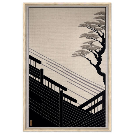 Whispers of Stillness | Japanese - inspired minimalist Wall art Print - Framed Canvas - 60x90 cm / 24x36″ - Wood frame