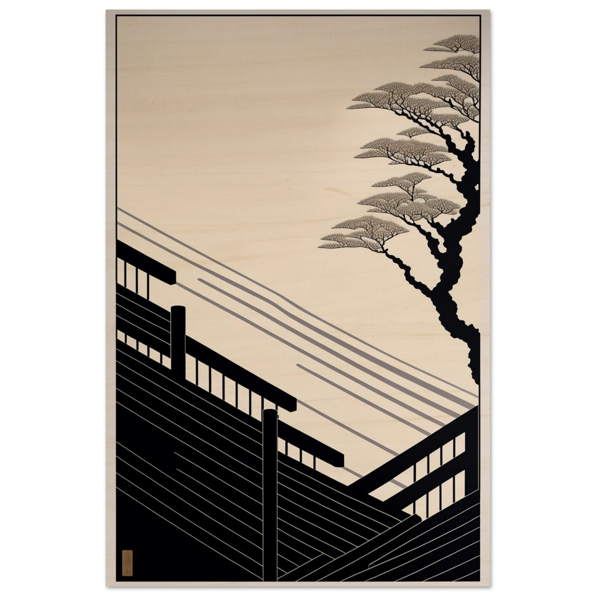 Whispers of Stillness | Japanese - inspired minimalist Wall art Print - Wood Prints - 40x60 cm / 16x24″ - 