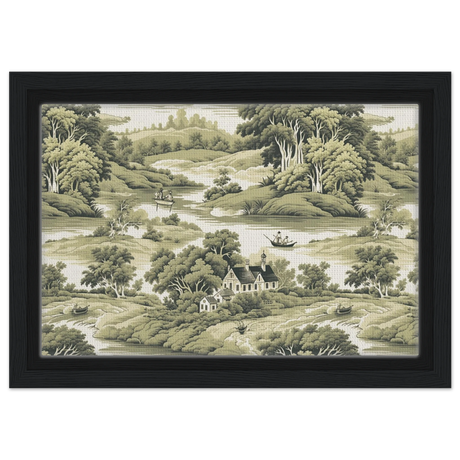 "Whispers of the Countryside" – Vintage Scenic Wall Art Print - Framed Canvas - 20x30 cm / 8x12″ - Black frame