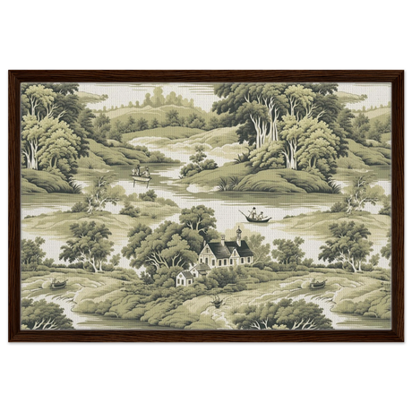 "Whispers of the Countryside" – Vintage Scenic Wall Art Print - Framed Canvas - 50x75 cm / 20x30″ - Dark wood frame