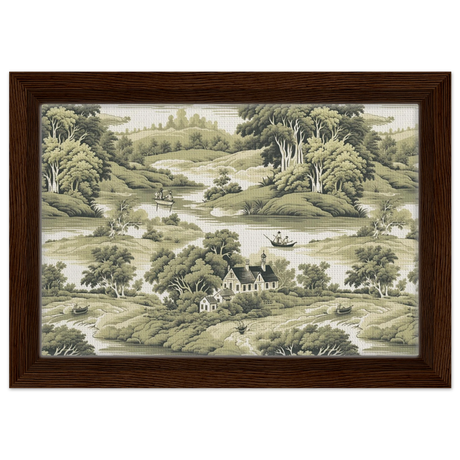 "Whispers of the Countryside" – Vintage Scenic Wall Art Print - Framed Canvas - 20x30 cm / 8x12″ - Dark wood frame