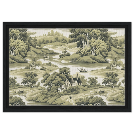 "Whispers of the Countryside" – Vintage Scenic Wall Art Print - Framed Canvas - 30x45 cm / 12x18″ - Black frame