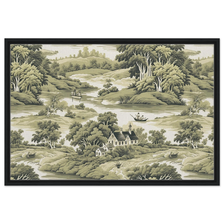 "Whispers of the Countryside" – Vintage Scenic Wall Art Print - Framed Canvas - 60x90 cm / 24x36″ - Black frame