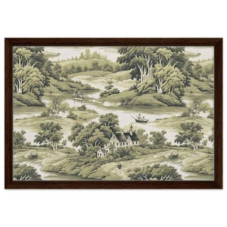 "Whispers of the Countryside" – Vintage Scenic Wall Art Print - Framed Canvas - 40x60 cm / 16x24″ - Dark wood frame