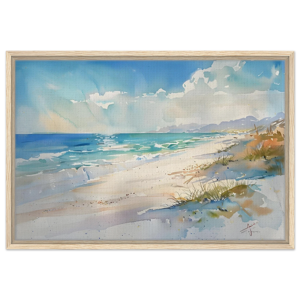 Whispers of the Shore – Coastal Serenity in Motion | Wall art Print - Framed Canvas - 50x75 cm / 20x30″ - Wood frame