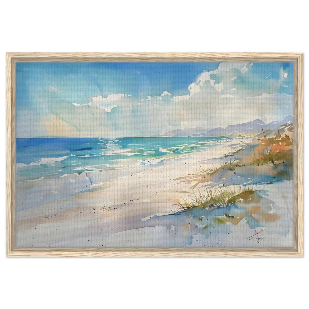Whispers of the Shore – Coastal Serenity in Motion | Wall art Print - Framed Canvas - 50x75 cm / 20x30″ - Wood frame