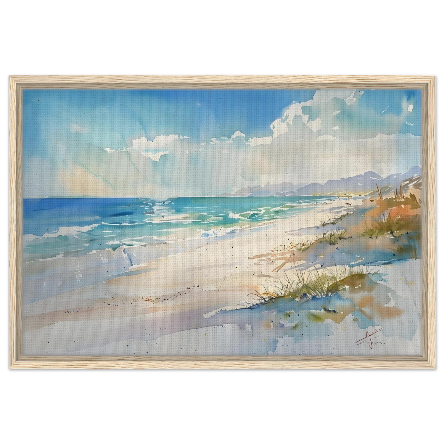 Whispers of the Shore – Coastal Serenity in Motion | Wall art Print - Framed Canvas - 50x75 cm / 20x30″ - Wood frame